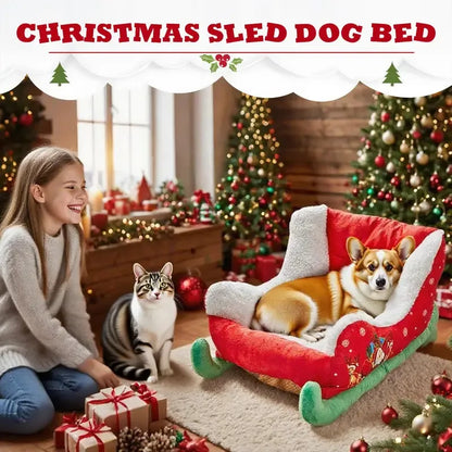 Cozy Kerstslee mand voor Honden & Katten 🎄 – Zachte Pluche Ligmand