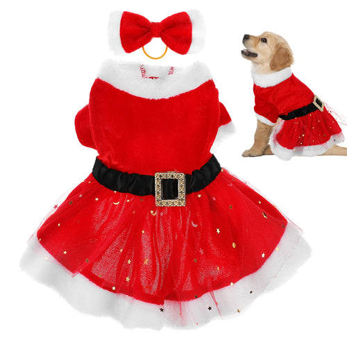Kerstkostuum voor Honden 🎅 – Schattige Santa Outfit met strik