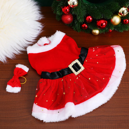 Kerstkostuum voor Honden 🎅 – Schattige Santa Outfit met strik